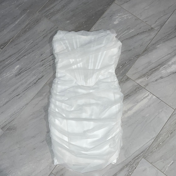 superdown Dresses & Skirts - - Revolve Superdown ‘Sonya Bustier Mesh Dress in White’
